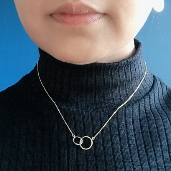 Soleil 14K Gold Layered Silver Circles Necklace - Picture 8 of 10